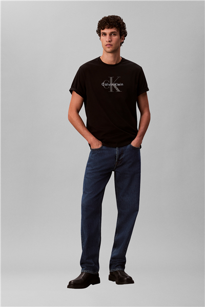 Calvin Klein Ss Hero Monologo Tee 20S Erkek Bisiklet Yaka T-Shirt Siyah
