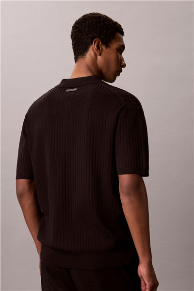 Calvin Klein Ss Lightweight Pattern Polo Swtr Erkek Triko Siyah