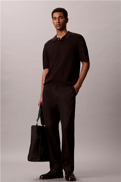 Calvin Klein Ss Lightweight Pattern Polo Swtr Erkek Triko Siyah