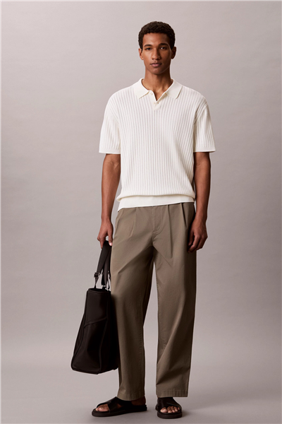 Calvin Klein Ss Lightweight Pattern Polo Swtr Erkek Triko Beyaz