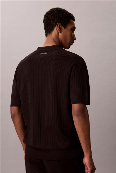 Calvin Klein Ss Lightweight Pattern Polo Swtr Erkek Triko Siyah