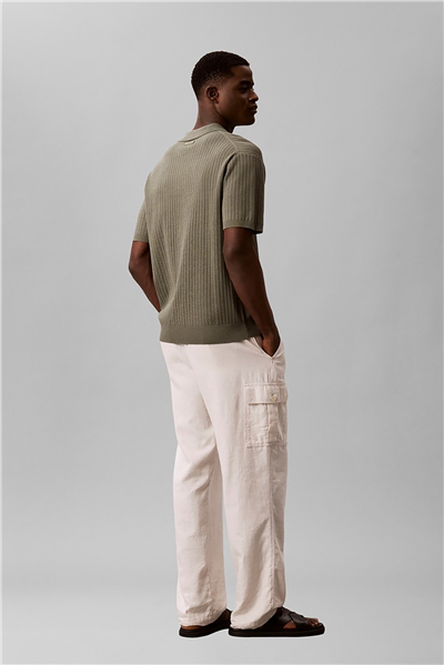 Calvin Klein Ss Lightweight Pattern Polo Swtr Erkek Triko Yeşil