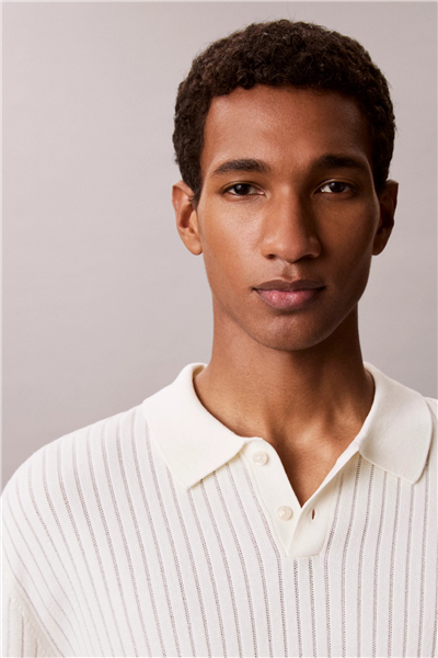 Calvin Klein Ss Lightweight Pattern Polo Swtr Erkek Triko Beyaz