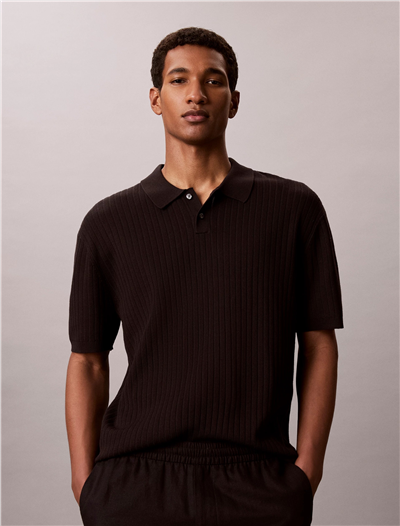 Calvin Klein Ss Lightweight Pattern Polo Swtr Erkek Triko Siyah