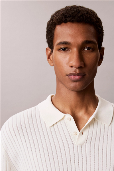 Calvin Klein Ss Lightweight Pattern Polo Swtr Erkek Triko Beyaz