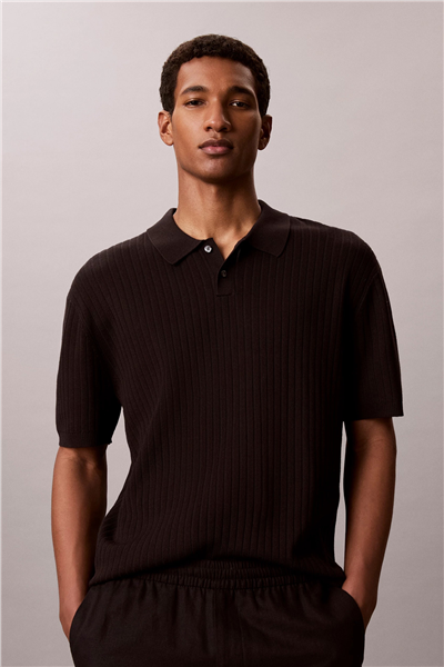 Calvin Klein Ss Lightweight Pattern Polo Swtr Erkek Triko Siyah