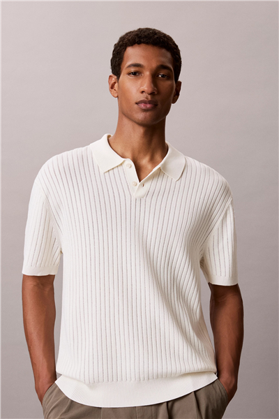 Calvin Klein Ss Lightweight Pattern Polo Swtr Erkek Triko Beyaz