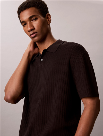 Calvin Klein Ss Lightweight Pattern Polo Swtr Erkek Triko Siyah