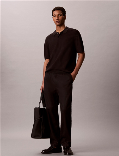 Calvin Klein Ss Lightweight Pattern Polo Swtr Erkek Triko Siyah