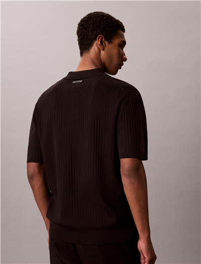 Calvin Klein Ss Lightweight Pattern Polo Swtr Erkek Triko Siyah