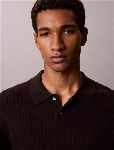 Calvin Klein Ss Lightweight Pattern Polo Swtr Erkek Triko Siyah