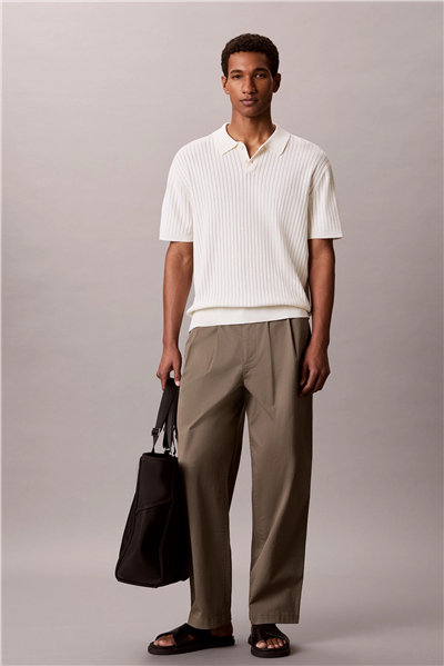 Calvin Klein Ss Lightweight Pattern Polo Swtr Erkek Triko Beyaz