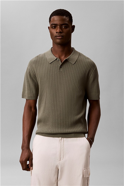 Calvin Klein Ss Lightweight Pattern Polo Swtr Erkek Triko Yeşil