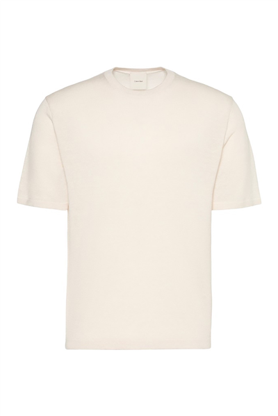 Calvin Klein Ss Linen Viscose Blend Crew Swtr Erkek Triko Beyaz