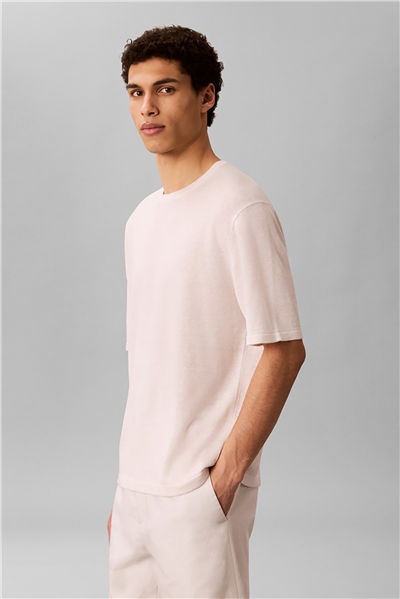 Calvin Klein Ss Linen Viscose Blend Crew Swtr Erkek Triko Beyaz