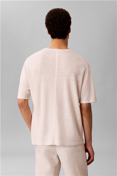 Calvin Klein Ss Linen Viscose Blend Crew Swtr Erkek Triko Beyaz