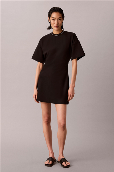Calvin Klein Ss Logo Rib interlock T-Shirt Dr Kadın Elbise Siyah