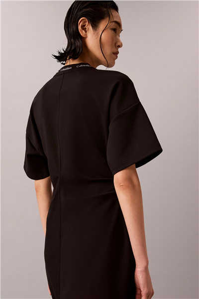 Calvin Klein Ss Logo Rib interlock T-Shirt Dr Kadın Elbise Siyah