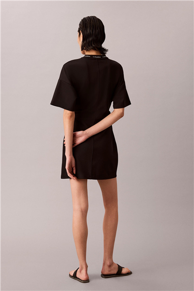 Calvin Klein Ss Logo Rib interlock T-Shirt Dr Kadın Elbise Siyah