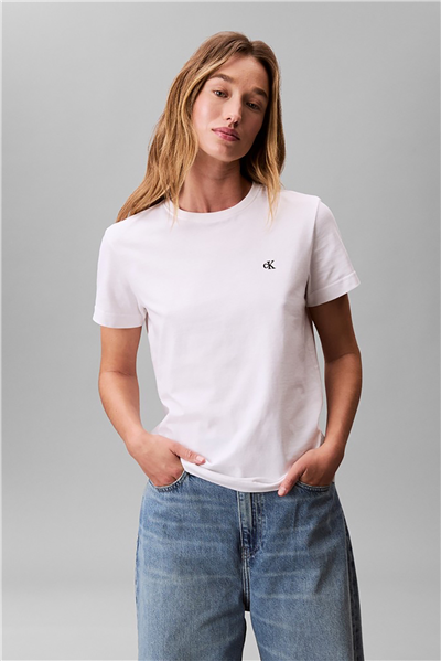Calvin Klein Ss Monogram Crew Tee Kadın Bisiklet Yaka T-Shirt Beyaz