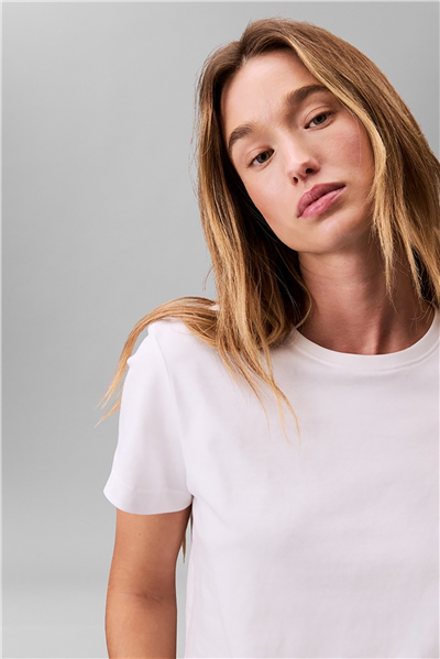 Calvin Klein Ss Monogram Crew Tee Kadın Bisiklet Yaka T-Shirt Beyaz