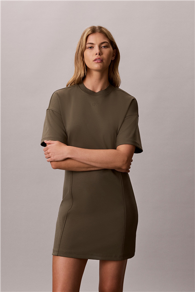 Calvin Klein Ss Monogram Interlock Kadın Elbise Yeşil