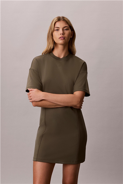 Calvin Klein Ss Monogram Interlock Kadın Elbise Yeşil