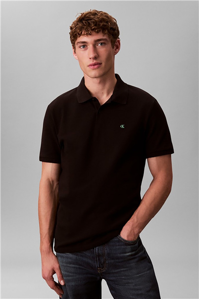 Calvin Klein Ss Monogram Pique Polo Erkek Polo Yaka T-Shirt Siyah