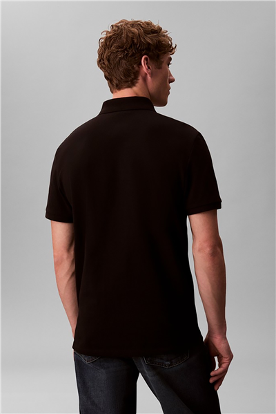 Calvin Klein Ss Monogram Pique Polo Erkek Polo Yaka T-Shirt Siyah
