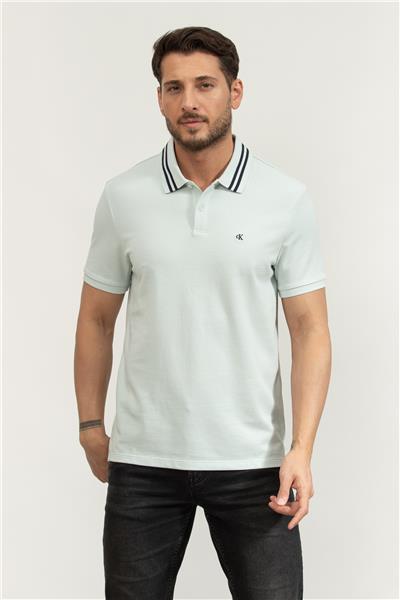 Calvin Klein Ss Monogram Pique Tipped Erkek Polo Yaka T-Shirt