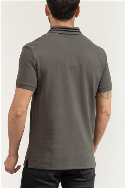 Calvin Klein Ss Monogram Pique Tipped Erkek Polo Yaka T-Shirt