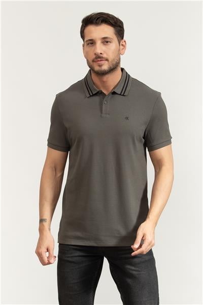 Calvin Klein Ss Monogram Pique Tipped Erkek Polo Yaka T-Shirt