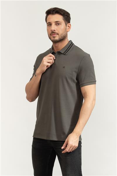 Calvin Klein Ss Monogram Pique Tipped Erkek Polo Yaka T-Shirt