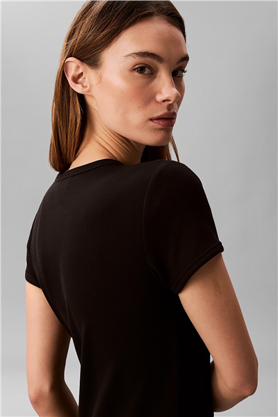Calvin Klein Ss Monologo 2X2 Baby Rib Mini Dr Kadın Elbise Siyah