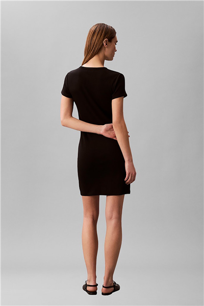 Calvin Klein Ss Monologo 2X2 Baby Rib Mini Dr Kadın Elbise Siyah