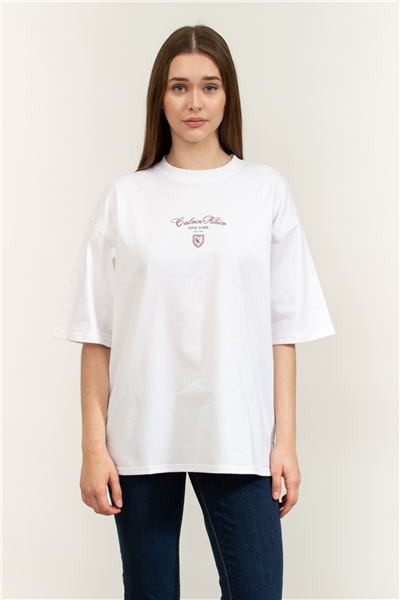 Calvin Klein SS Oversize CK NY Tee Kadın Bisiklet Yaka T-Shirt