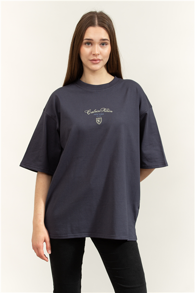 Calvin Klein SS Oversize CK NY Tee Kadın Bisiklet Yaka T-Shirt