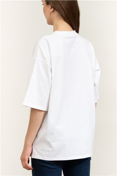 Calvin Klein SS Oversize CK NY Tee Kadın Bisiklet Yaka T-Shirt