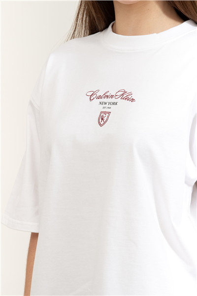 Calvin Klein SS Oversize CK NY Tee Kadın Bisiklet Yaka T-Shirt