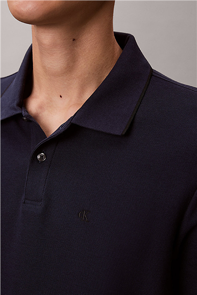 Calvin Klein Ss Refined Pique Tipped Classic Erkek Polo Yaka T-Shirt Lacivert