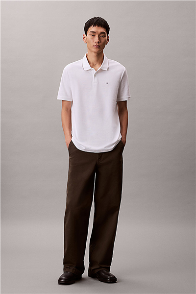 Calvin Klein Ss Refined Pique Tipped Classic Erkek Polo Yaka T-Shirt Beyaz