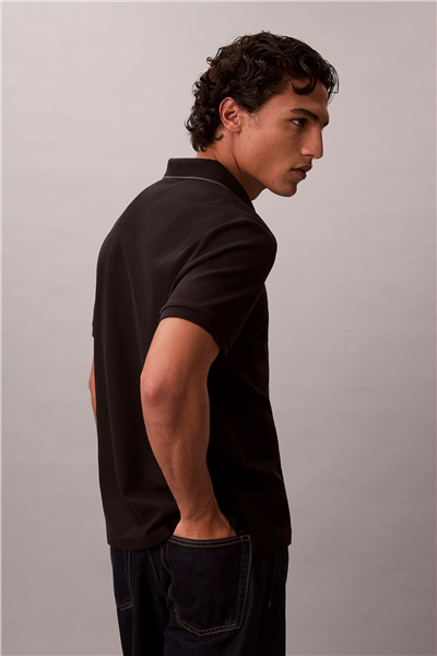 Calvin Klein Ss Refined Pique Tipped Classic Erkek Polo Yaka T-Shirt Siyah
