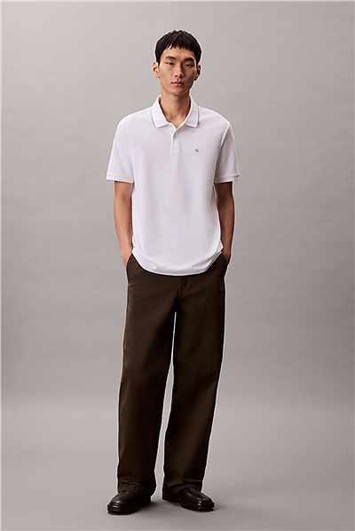 Calvin Klein Ss Refined Pique Tipped Classic Erkek Polo Yaka T-Shirt Beyaz