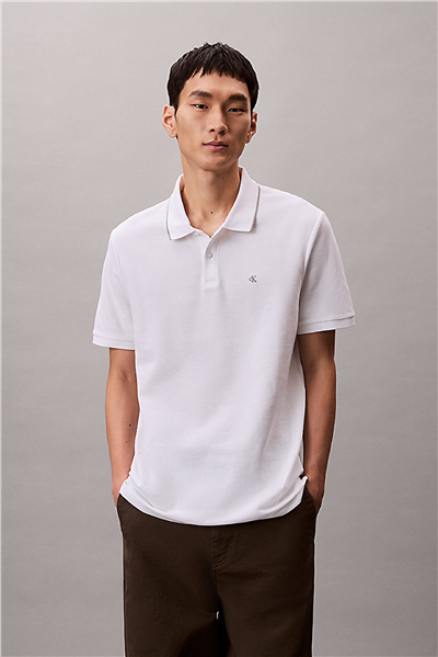 Calvin Klein Ss Refined Pique Tipped Classic Erkek Polo Yaka T-Shirt Beyaz