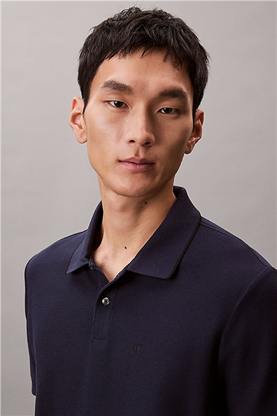 Calvin Klein Ss Refined Pique Tipped Classic Erkek Polo Yaka T-Shirt Lacivert