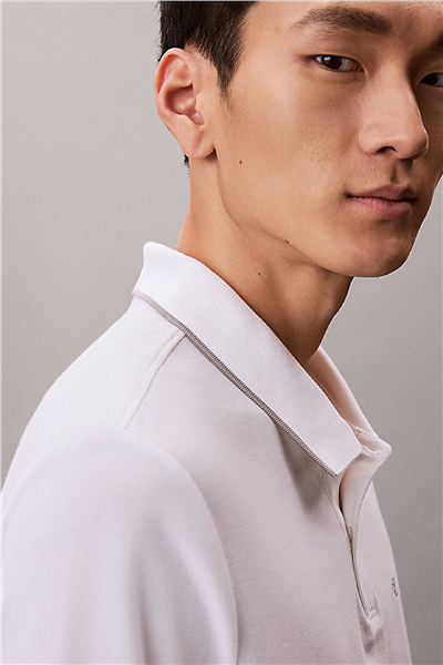 Calvin Klein Ss Refined Pique Tipped Classic Erkek Polo Yaka T-Shirt Beyaz