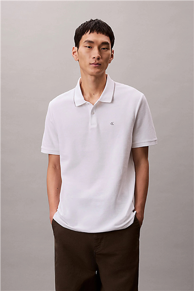 Calvin Klein Ss Refined Pique Tipped Classic Erkek Polo Yaka T-Shirt Beyaz