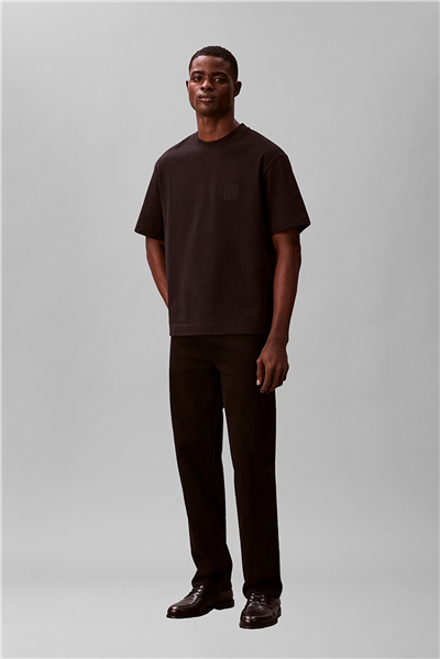 Calvin Klein Ss Rlxd 16S Embrd Twill Emblem T Erkek Bisiklet Yaka T-Shirt Siyah