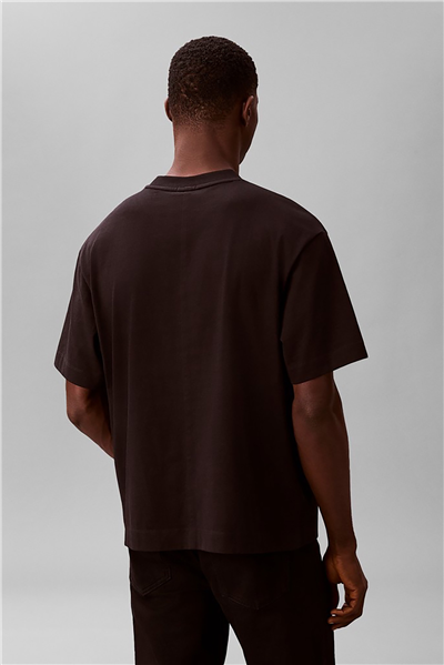 Calvin Klein Ss Rlxd 16S Embrd Twill Emblem T Erkek Bisiklet Yaka T-Shirt Siyah