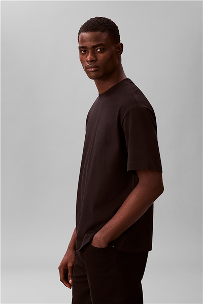 Calvin Klein Ss Rlxd 16S Embrd Twill Emblem T Erkek Bisiklet Yaka T-Shirt Siyah